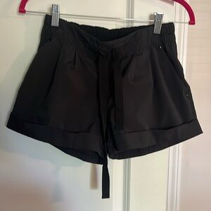 Black lululemon shorts with drawstring and pockets